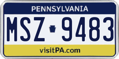 PA license plate MSZ9483