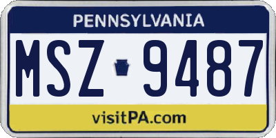 PA license plate MSZ9487