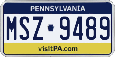 PA license plate MSZ9489