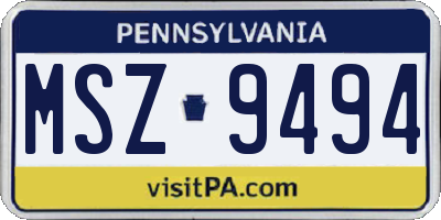 PA license plate MSZ9494