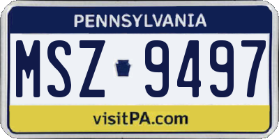 PA license plate MSZ9497