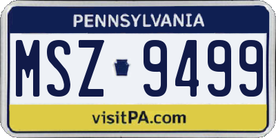 PA license plate MSZ9499