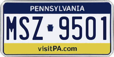 PA license plate MSZ9501