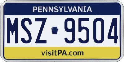 PA license plate MSZ9504