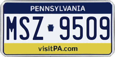 PA license plate MSZ9509