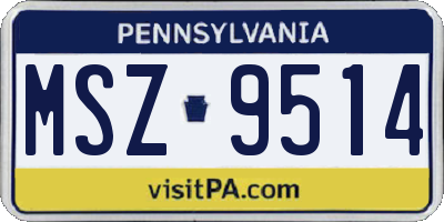 PA license plate MSZ9514