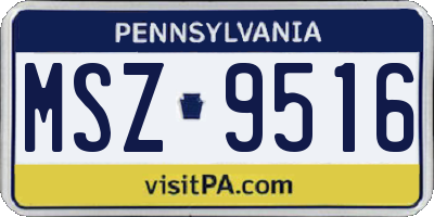 PA license plate MSZ9516