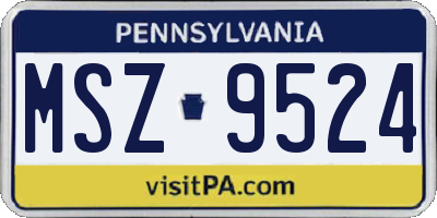 PA license plate MSZ9524