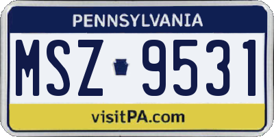 PA license plate MSZ9531