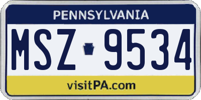 PA license plate MSZ9534