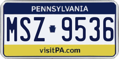 PA license plate MSZ9536