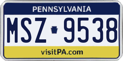 PA license plate MSZ9538