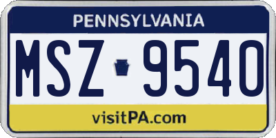 PA license plate MSZ9540