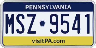 PA license plate MSZ9541