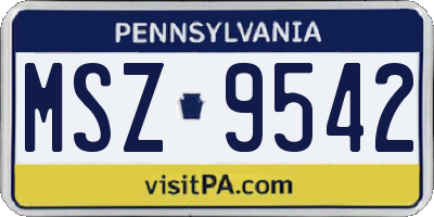 PA license plate MSZ9542