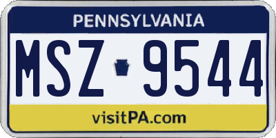 PA license plate MSZ9544