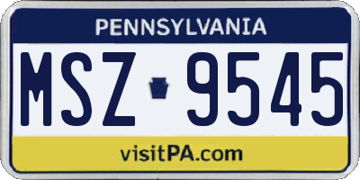 PA license plate MSZ9545