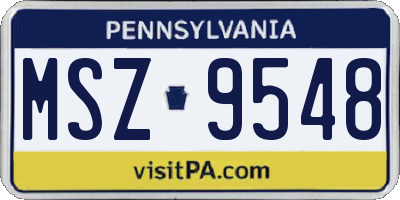 PA license plate MSZ9548