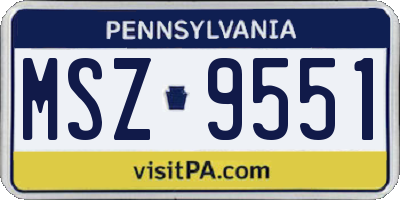 PA license plate MSZ9551