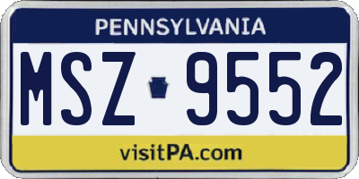 PA license plate MSZ9552