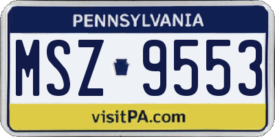 PA license plate MSZ9553