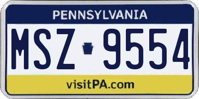 PA license plate MSZ9554