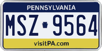 PA license plate MSZ9564