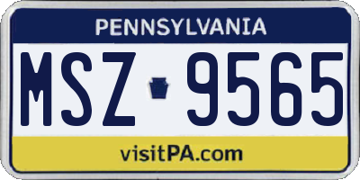 PA license plate MSZ9565