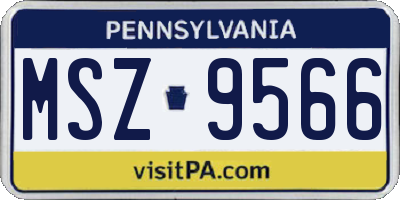 PA license plate MSZ9566