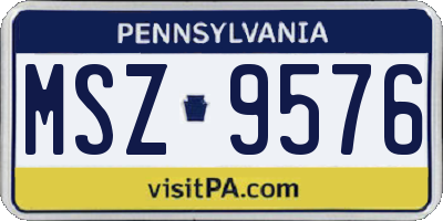 PA license plate MSZ9576