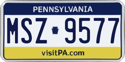 PA license plate MSZ9577