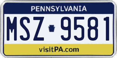 PA license plate MSZ9581