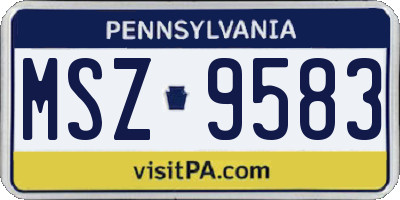PA license plate MSZ9583