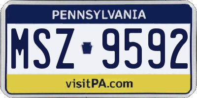 PA license plate MSZ9592