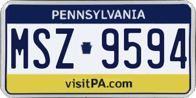 PA license plate MSZ9594