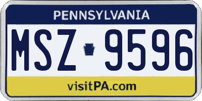 PA license plate MSZ9596