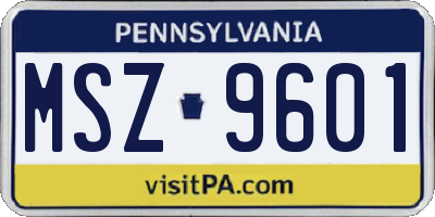 PA license plate MSZ9601