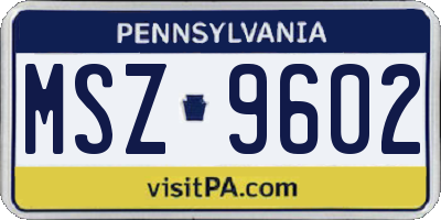 PA license plate MSZ9602