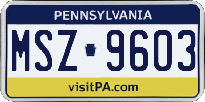 PA license plate MSZ9603