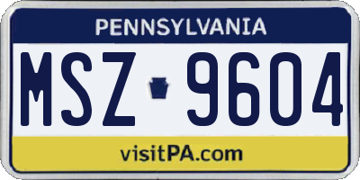 PA license plate MSZ9604