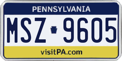 PA license plate MSZ9605