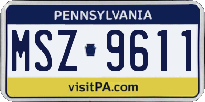 PA license plate MSZ9611