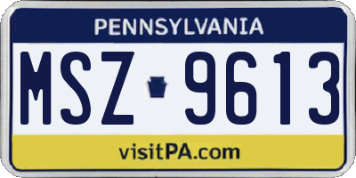 PA license plate MSZ9613