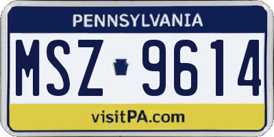 PA license plate MSZ9614
