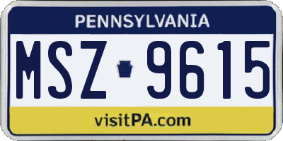 PA license plate MSZ9615