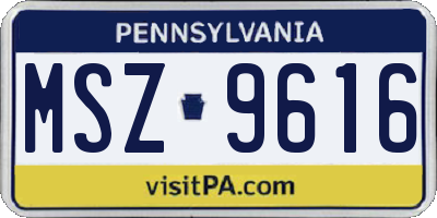 PA license plate MSZ9616