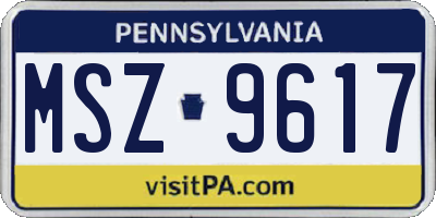 PA license plate MSZ9617
