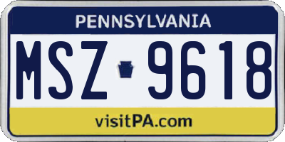 PA license plate MSZ9618