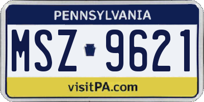 PA license plate MSZ9621