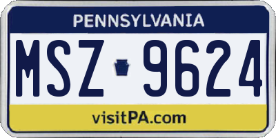 PA license plate MSZ9624